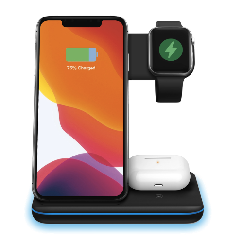 Carregador iPhone Apple Watch AirPods Indução 3 em 1