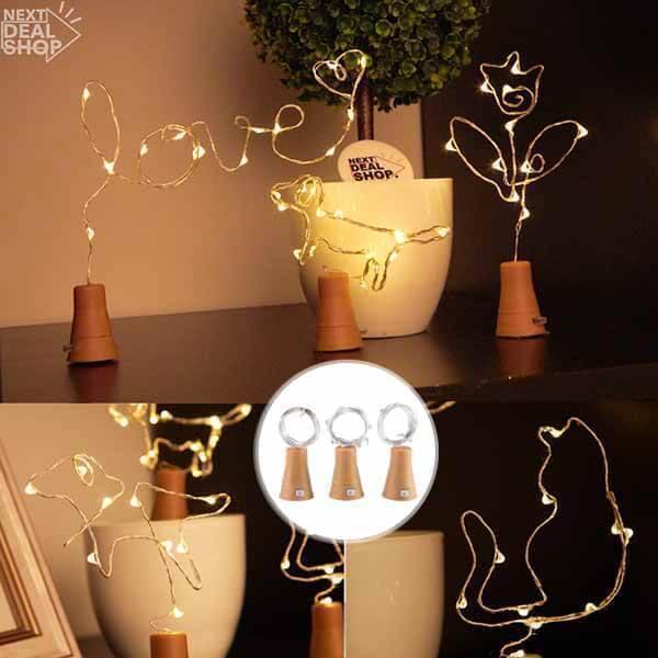 Fio de Luz com Rolha e Painel Solar